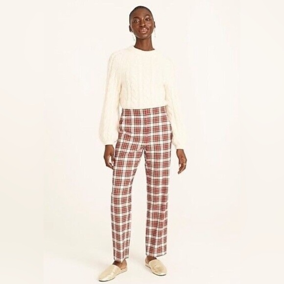 J. Crew Pants - J. Crew Women’s Straight Leg Stretch Wool Pants in Snowy Stewart Plaid Size 8